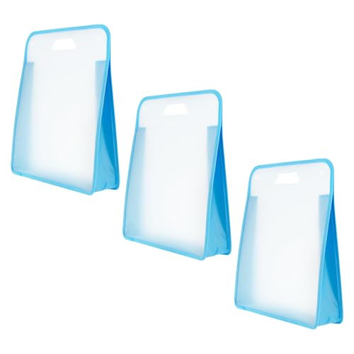 US 3Pcs Scrapbook Paper Storage Organizer Expanding Paper Folder Portable Paper Storage Bag with Double Button for School Office Teacher Student(3,Blue)