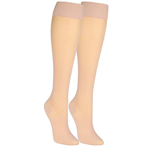 Image of Truform Sheer Compression Stockings, 30-40 mmHg, Women's Knee High Length, 30 Denier, Beige, X-Large