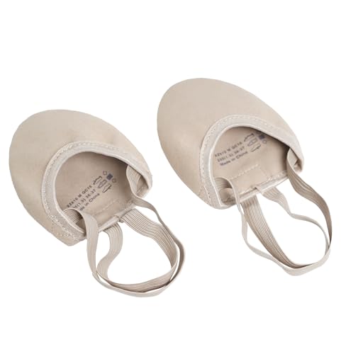 Twirbalux Gymnastics Shoes for Girls Half Sole Dance Shoes Lightweight Microfiber Dance Footwear Tan
