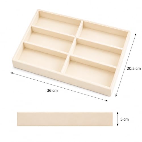 Image of 6 Slot Sunglasses Organizer Tray for Drawer, Cream | Keeps eyeglasses, goggles, readers and shades arranged neatly in wardrobe, closet, drawer, dresser or dressing table daily