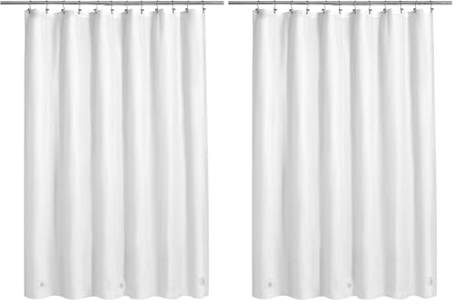 Image of Barossa Design White Shower Curtain Liner - Premium PEVA, BPA & PVC Free, No Chemical Smell, Lightweight Shower Curtain with 3 Magnets, Metal Grommets - White, Standard Size (Pack of 2)