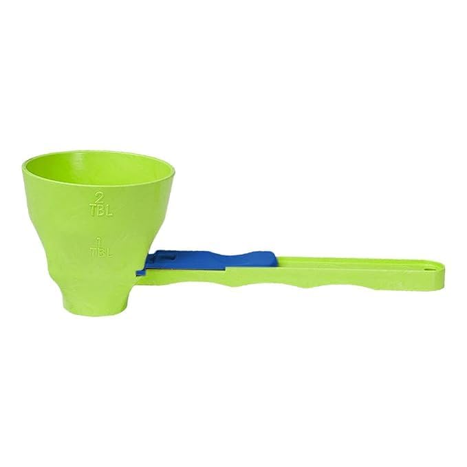 Adjustable Measuring Spoon with Funnel, 1–2 Tbsp Plastic Scoop, Easy Pour Baking & Cooking Tool and Powder Shifting Kitchen Tools (Pack of 2)