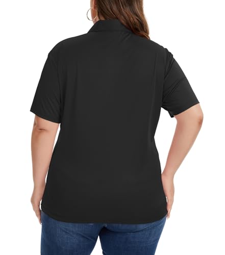 Idtswch Women's Plus Size Polo Shirts UPF 50+ Casual Work Quick Dry 3 Buttons Short Sleeve Collared Golf Shirt (XL-6XL)3