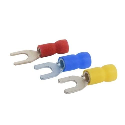 Morris Products 10110 Spade Terminal, Vinyl Insulated, Red, 22-16 Wire Size, 4 Stud Size, 200-Pack