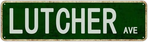 Lutcher Avenue Metal Tin Sign, Vintage Retro Hanging Plaque, Rustic Wall Art For Home Office Bar Cafe Man Cave Decor, 4 X 16 Inch