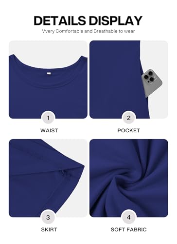 Image of VIISHOW Womens Round Neck 3 /4 Sleeves A-line Casual Tshirt Dress with Pocket