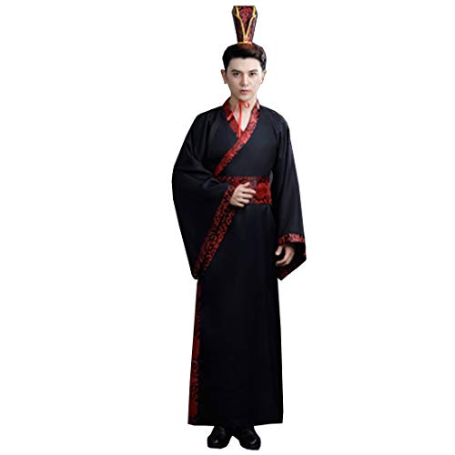 KUFEIUP Men's Ancient Chinese Hanfu Dress Long Robe Traditional Cosplay Costume