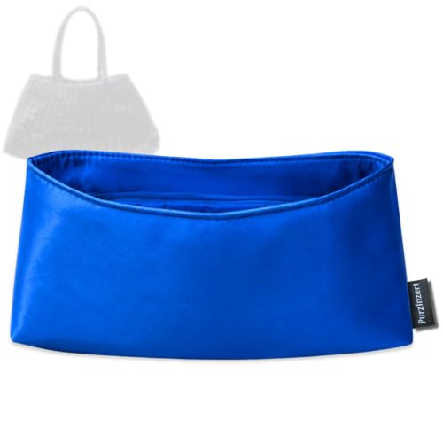 PurzInzert Premium Satin Silk Insert for Dragon Diffusion Santa Croce Small/Large (Blue, Santa Croce Small), Lightweight Organizer, Zipper Pocket Custom Fit Handbag Purse Liner