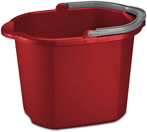 16 Quart 15L Heavy Duty Sturdy Dual Spout Rectangular Pail Bucket Organizer Household Cleaning Supplies Projects Mopping Storage Comfortable Durable Grip Pour Handle-Red (2)