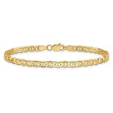 Diamond2Deal 14k Yellow Gold 3.20mm Anchor Chain Anklet, 10", for Women