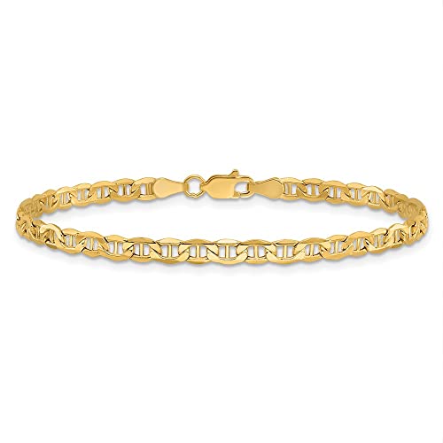 Diamond2Deal 14K Yellow Gold 3.20Mm Anchor Chain Anklet, 10", For Women #TOP23