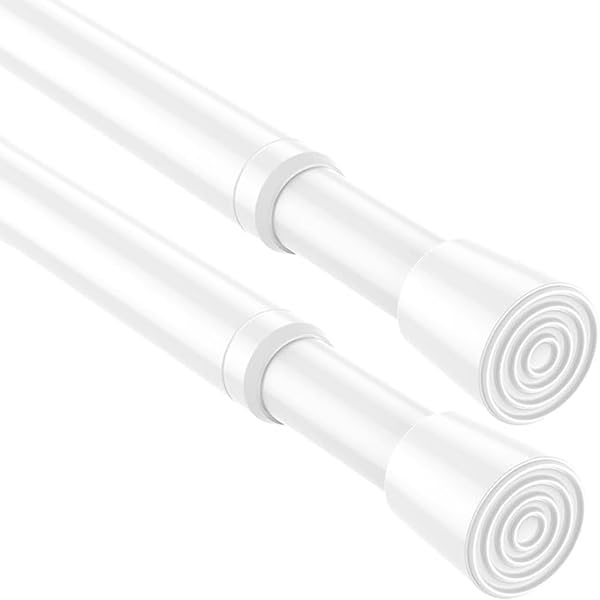 Zipglo 2pcs Tension Rods for Curtains 67-97cm White Spring Loaded Curtain Rods Extendable Tension Curtain PoleNet Curtain Rod No Drill Adjustable Tension Rod for Curtains Doorway