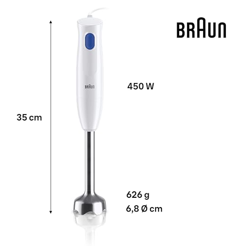 Braun MultiQuick 1 MQ10.201MWH con 5 ANNI DI ASSISTENZA, Frullatore ad Immersione Leggero, Tecnologia EasyTwist, Tritatutto da 350ml e Bicchiere da 600ml Inclusi, 450W, Bianco - Immagine 3