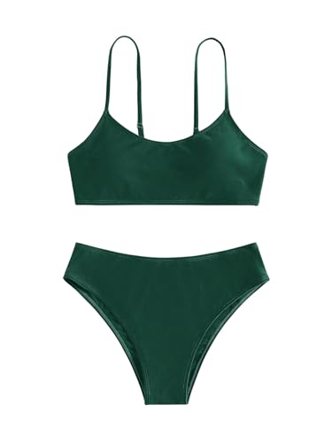 Image of SHENHE Girl's 2 Piece O Ring Bikini High Waisted Spaghetti Strap Cute Swimsuit Bathing Suit