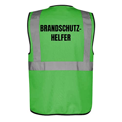 Fassbender-Druck WARNWESTEN - Sicherheitsweste GRÜN mit Taschen und Reißverschluss nach EN ISO 20471 zertifiziert - Warn Weste für BRANDSCHUTZHELFER - Unisex mit hochwertigem Reflektorstreifen