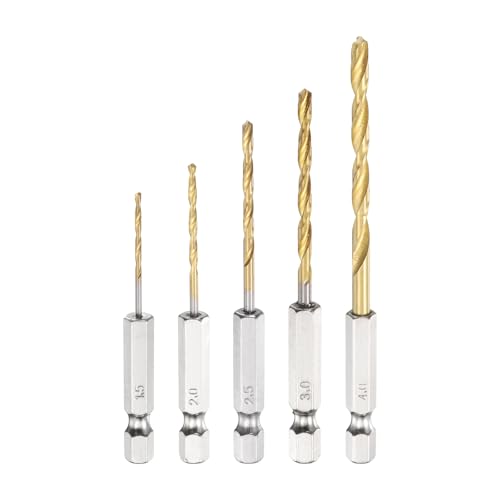 Foret hélicoïdal uxcell haute résistance, lot de 5 mèches hss titane pour perçage net de la fonte