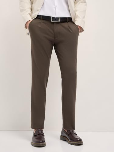 Image of THE BEAR HOUSE Men's Blue Regular Fit Formal Trouser