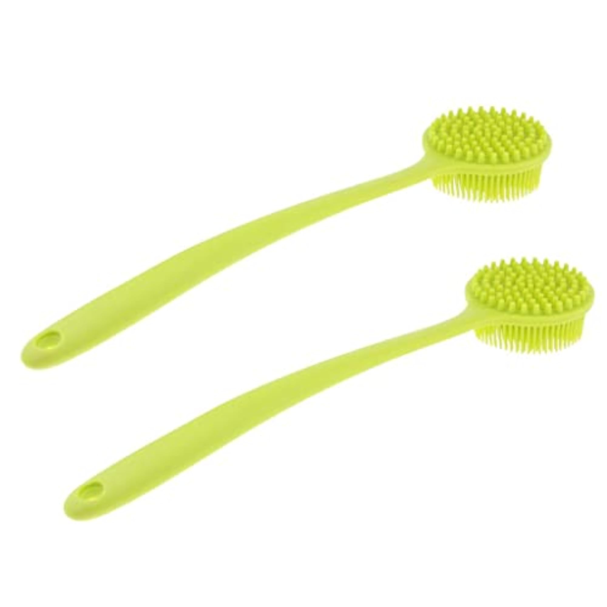 2 Pcs Long Handle Silicone Massage Brush Back Scrubber Exfoliating