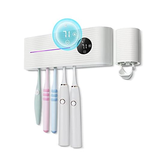 MECO Portacepillo de Dientes Eléctrico Esterilizador UV con 5 Ports Dispensador de Pasta Soporte Inalámbrico Recargable con Función de Secado Pared Antipolvo Accesorios de Baño para Infantil, Adulto