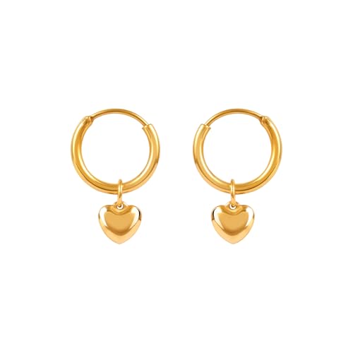 Image of 18K Gold Plated Heart Earrings for Women & Girls | Heart Hoops, Studs & Huggies | Waterproof and Anti Tarnish Jewellery | Valentines Gift for Girlfriend | Gifts for Women | 1 Year Warranty*