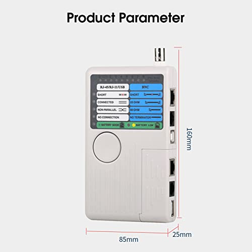 Netzwerktester, RJ11 RJ45 Messgerät USB BNC 4-in-1 tragbares LAN Netzwerk Kabeltester Fernbedienung Leitungstester für UTP STP Kabel Tracker