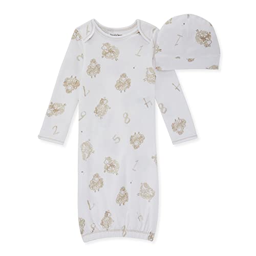 Image of Burt's Bees Baby baby-girls Sleeper Gown & Hat Set, One Size, 0-6 Months, 100% Organic Cotton