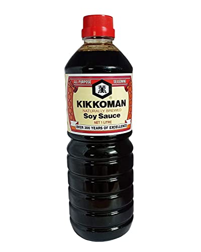 Image of Kikkoman Naturally Brewed Soy Sauce - 1 Litre | Made in Japan, All Purpose Seasoning - 4 ingredients- Soy Beans, Salt, Water, Wheat | Vegetarian, No Added Colour or Preservatives