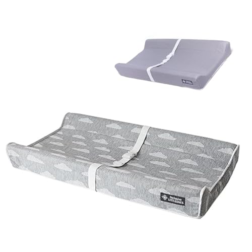 Image of Baby Diaper Changing Pad Soft, Waterproof Changing Pad, Non-Slip Bottom, Safety Straps & Ergonomic Contoured Design - Wipeable Changing Pad Cover Standard Size (31.5"x16") Changing Tables & Dressers