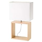 Material: madera de caucho. Casquillo: E-27 – Máx. 60 W. Cable blanco. Longitud cable: 138 cm. Interruptor en el mismo cable. Base: Ø 19,5x9,5x10 cm. Pantalla: 21x11x18,5 cm. Material pantalla: lino natural. No incluye bombilla. No requiere montaje.