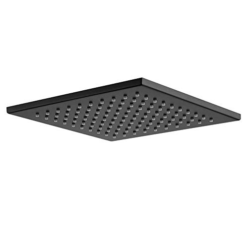 Regenduschkopf 8 Zoll, Filtration Square Fixed Duschkopf Messing, Drehgelenk Overhead Duschkopf, Silikon Düsen Matt Schwarz Finish