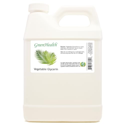 GreenHealth Vegetable Glycerin 32 fl oz 100% Pure Non-GMO Clear Liquid Carrier Oil for Soap Making Tinctures Crafts DIY Projects Plastic Jug w/Cap
