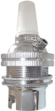 Art Deco Emporium Traditional Earthed Metal Lampholder with Shade Ring and Nylon Cord Grip in Silver Nickel Finish — image 1