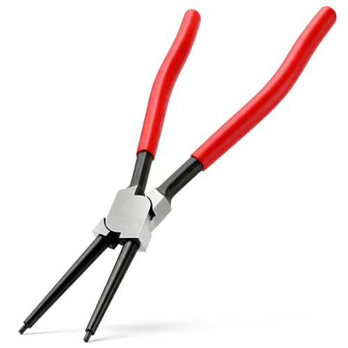 QWORK 13-Inch Internal Snap Ring Pliers Straight Jaw Heavy Duty Circlip Tool with 0.12 Tips Large C-Clip Remover for Automotive Lawn Mower and Agricultural Machinery Repair