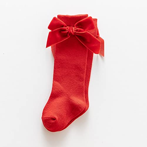 Length Knee-High Kids Toddler Baby Girls Princess Socks Mid-Calf Stockings Solid Sock Infant Girls (Red, 3-18 Months)2