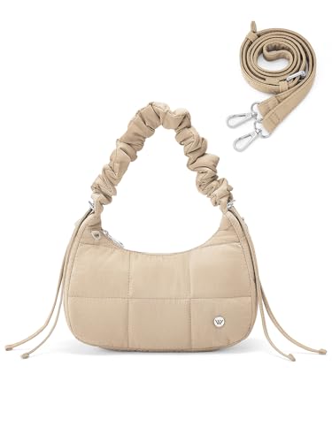 WESTBRONCO Small Puffer Crossbody Bags for Women, Quilted Crescent Shoulder Bag Nylon Daily Purse, Womens Puffy Handbags
