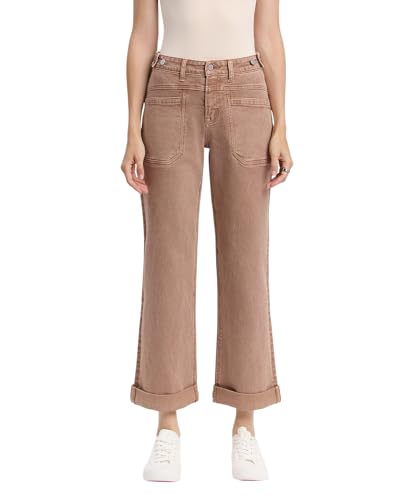 Flying Monkey High Rise Tab Waistband Cuffed Slim Wide Jeans F5920WTP