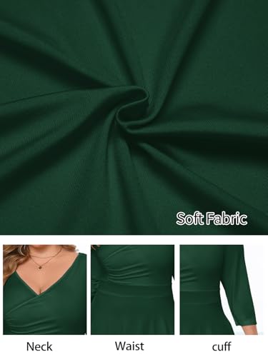 Image of Plus Size Dresses for Women A-Line V-Neck Swing Flowy 3 /4 Sleeve | 3 /4 sleeve,v neck,pockets,casual,cocktail,wedding,holiday,home,work,date party,vacation,outdoor