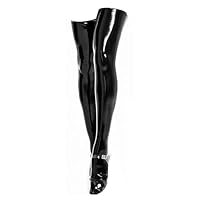 NSKRKOW Women’s Sexy Shiny Patent Leather Stockings Wet Look Hold-Up Stockings Thigh Latex Long Socks Stockings Overknee Fetish Lingerie