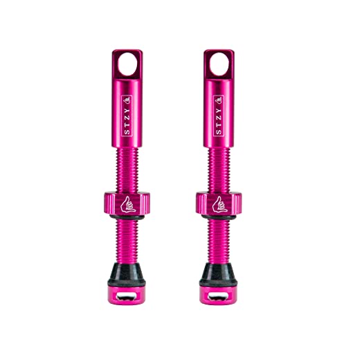 STZY Max Flow Tubeless Presta Valves Available in 14 Colours 44mm and 60mm (Pink, 44mm)