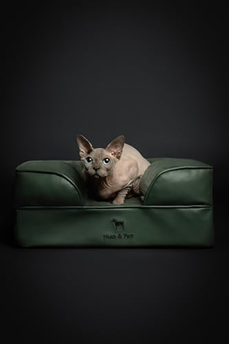 Image of NOAH & PAW Small Dog Bed, 20x15x8 Inch, Cat Bed for Indoor Cats, Orthopedic Eggshell Memory Foam Infused with Cooling Gel, Water Resistant Inner Cover Machine Washable (Faux Leather)