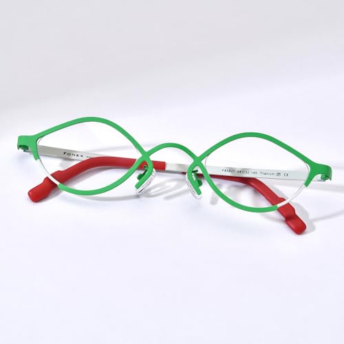Image of FONEX Colorful Pure Titanium Glasses Frame Women Retro Round Eyeglasses