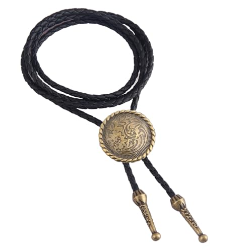 Image of Joxevyia Bolo Tie for Men Vintage Cow Skull Leather Rope Western Cowboy Necktie Vintage Bola Tie Gift for Him