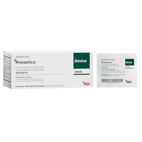 Dispositivo Swab & tira b19600 para limpiar la piel antes de inyecciones, largo 7,93 cm (Pack 100)