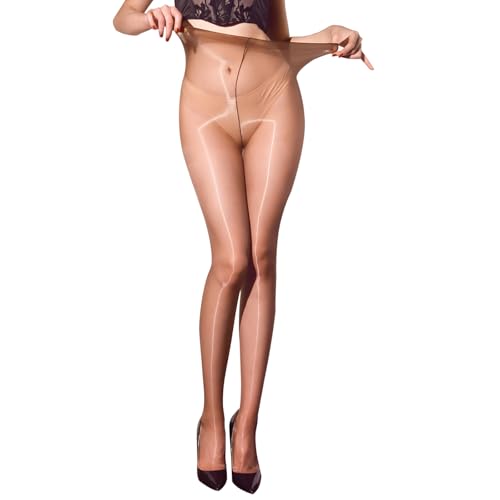 Image of Women's Oil Shiny Pantyhose 3 Denier Ultra-Thin Sheer Tights Silky Control Top Stockings