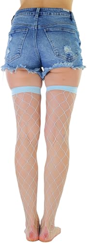 Image of ToBeInStyle Women's Vibrant Large Net Fishnet Thigh High Elastic Nylon Novelty Stockings