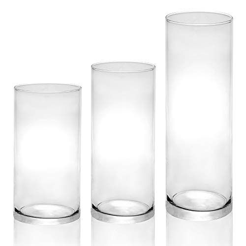 Glass Candle Cylinder Holders – Set of 3 Pillar Candle Vases – Assorted Heights for Home Décor, Weddings & Centerpieces – Crystal Clear Glass Candle Jars – M&W - Cosy Home Interiors Glass Candle Cylinder Holders – Set of 3 Pillar Candle Vases – Assorted Heights for Home Décor, Weddings & Centerpieces – Crystal Clear Glass Candle Jars – M&W - Image 3