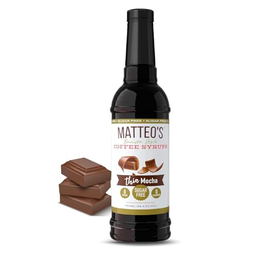 Matteo's Sugar Free Coffee Flavorin Syrup, Mocha, Delicious Coffee Syrup, 0 Calories, 0 Sugar coffee syrups, Mocha, 750 ml, 1-Pack
