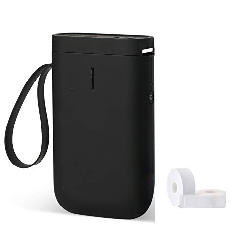 Label Maker, Portable Wireless BT Thermal Label Printer Machine with Tape USB Rechargeable for Smartphone Tablet Easy to Use Office Home Organization (Black)