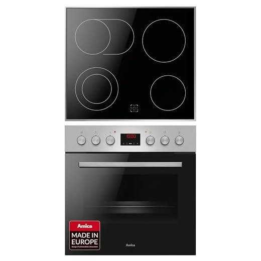 Amica ACHE 9335 E Herd-Set mit Umluft / Backofen mit Kochfeld und Edelstahlrahmen / Timer / Wasserdampf Reinigung