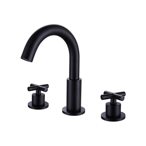 Robinetterie col de cygne noir mat et mitigeur 3 trous lavabo